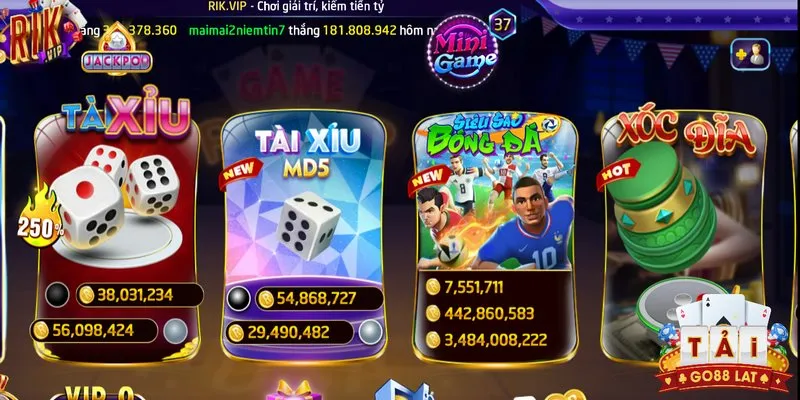 Game tài xỉu rikvip với giao diện cực đẹp mắt